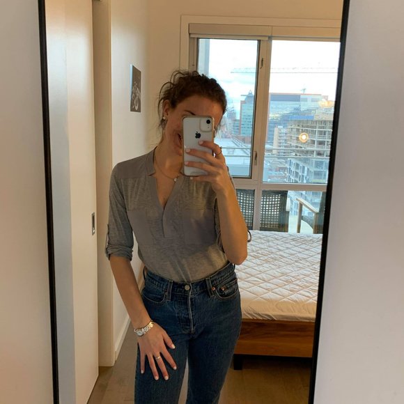 Calvin Klein Women's Grey Shirt (Size XS) - Picture 2 of 5